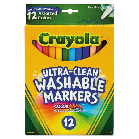 CRAYOLA Washable Markers, Fine Point, Clas, PK 12 587813